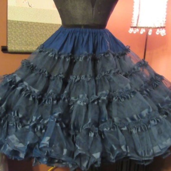Vintage Other - Vintage Very Full Navy Blue Petticoat - S/M